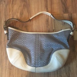 Blue and white vintage coach bag